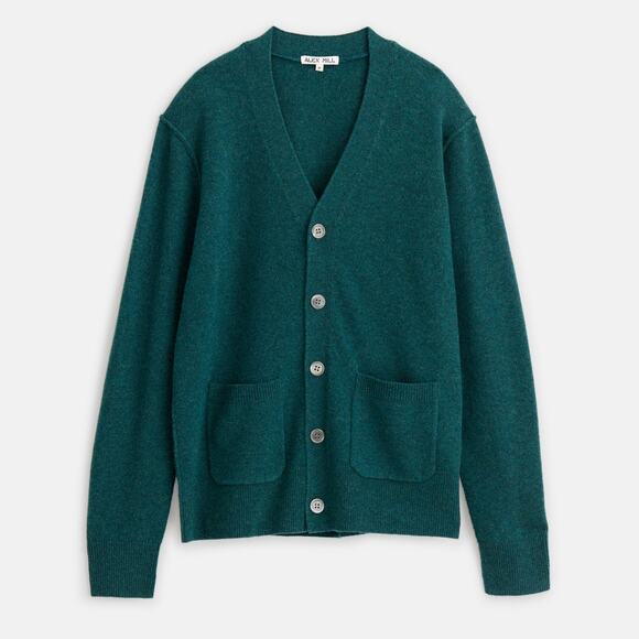 Alex Mill Reverse Seam Cardigan In Merino Wool Dark Cedar - S